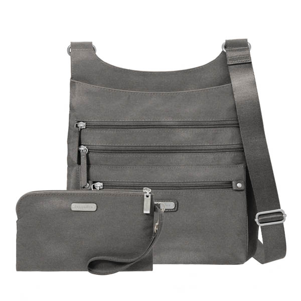 Baggallini Around Town Bagg With RFID Wristlet: Sterling Shimmer